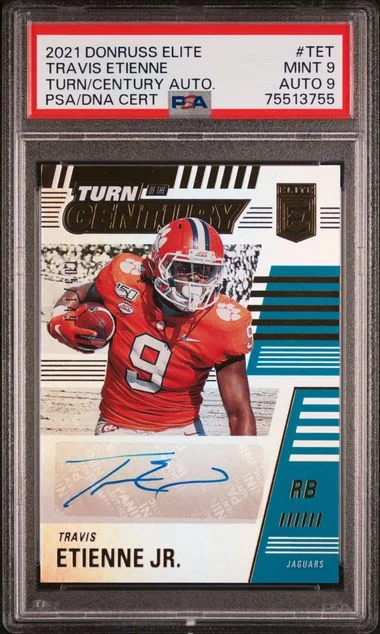 2021 Panini Donruss Elite Turn Of The Century Autographs Tet Travis Etienne Jr. #no-number card image