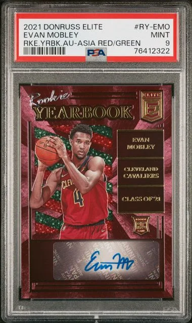 2021 Panini Donruss Elite Yearbook Autographs Asia Red & Green Ry-Emo Evan Mobley #no-number card image