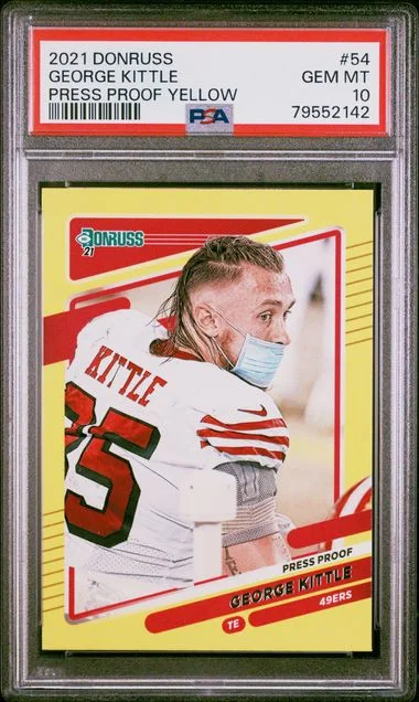 2021 Panini Donruss George Kittle Press Proof Yellow #54 card image