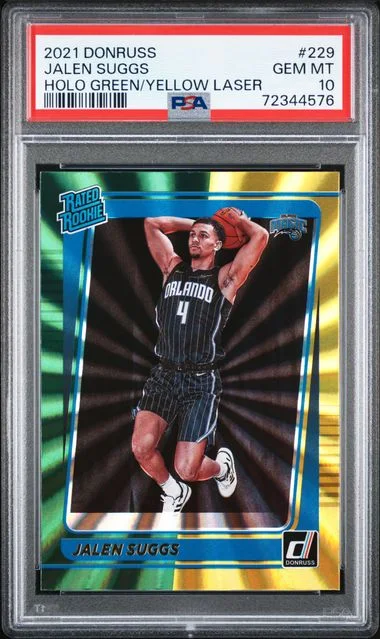 2021 Panini Donruss Jalen Suggs Holo Green/Yellow Laser #229 card image