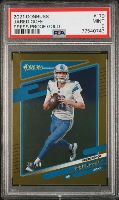 2021 Panini Donruss Jared Goff Press Proof Gold #170 card image
