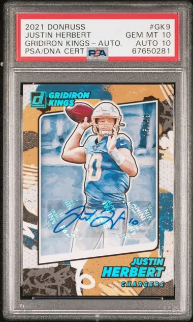 2021 Panini Donruss Justin Herbert Gridiron Kings Autograph #GK9 card image