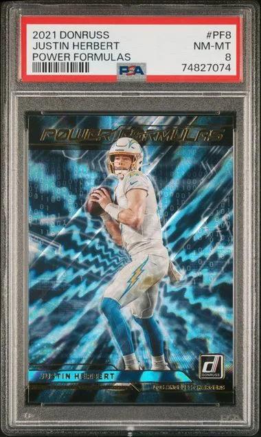 2021 Panini Donruss Justin Herbert Power Formulas #PF8 card image