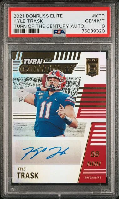 2021 Panini Donruss Kyle Trask Elite Turn Of The Century Autographs #TTC-KTR card image