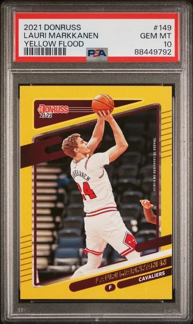 2021 Panini Donruss Lauri Markkanen Yellow Flood #149 card image