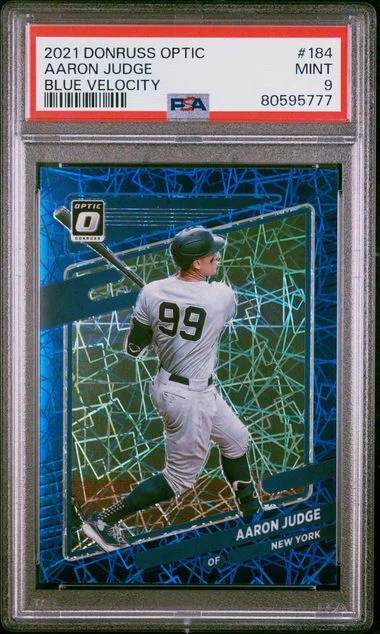 2021 Panini Donruss Optic Aaron Judge Blue Velocity #184 card image