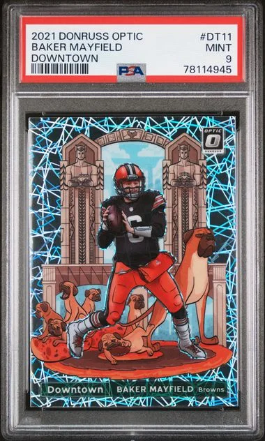 2021 Panini Donruss Optic Baker Mayfield Downtown #Dt11 card image