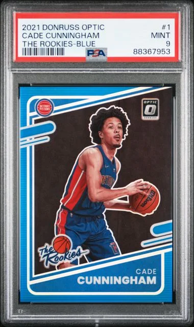 2021 Panini Donruss Optic Cade Cunningham The Rookies Blue #1 card image
