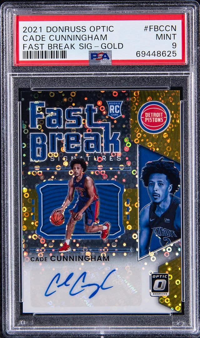 2021 Panini Donruss Optic Cade Cunningham Fast Break Signature Gold #FBCCN card image