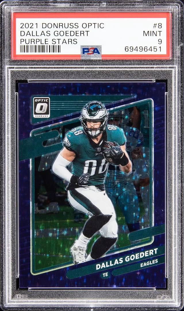 2021 Panini Donruss Optic Dallas Goedert Purple Stars #8 card image