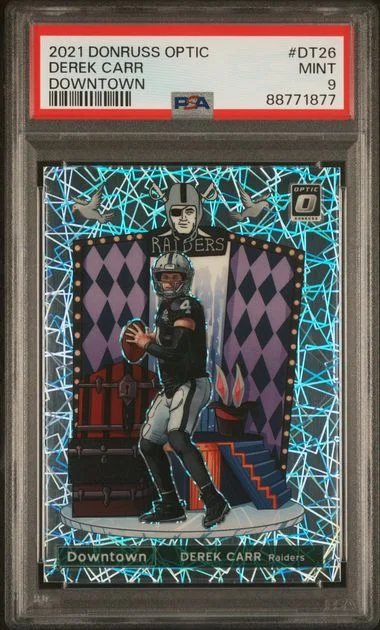 2021 Panini Donruss Optic Derek Carr Downtown #DT26 card image