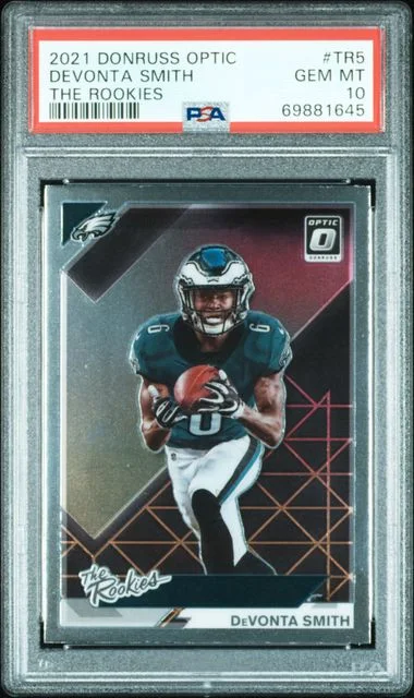 2021 Panini Donruss Optic DeVonta Smith The Rookies Autograph Purple Stars #TR-5 card image