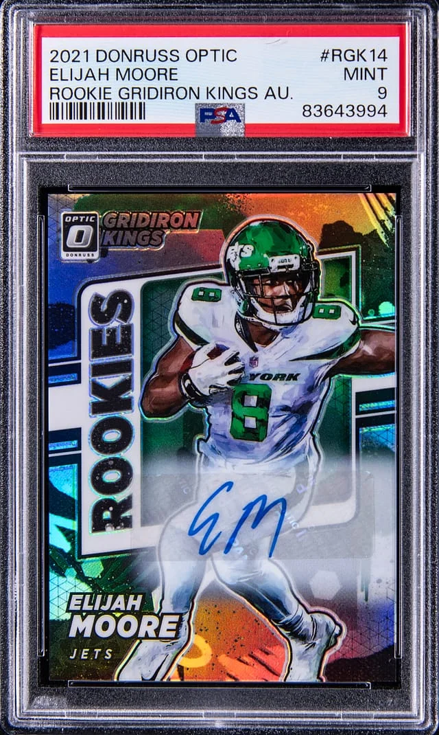 2021 Panini Donruss Optic Elijah Moore Gridiron Kings Autograph #RGK14 card image