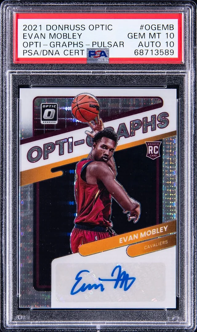 2021 Panini Donruss Optic Evan Mobley Opti-Graphs Pulsar #OGEMB card image