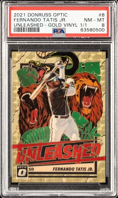 2021 Panini Donruss Optic Fernando Tatis Jr. Unleashed Gold Vinyl #UNl8 card image