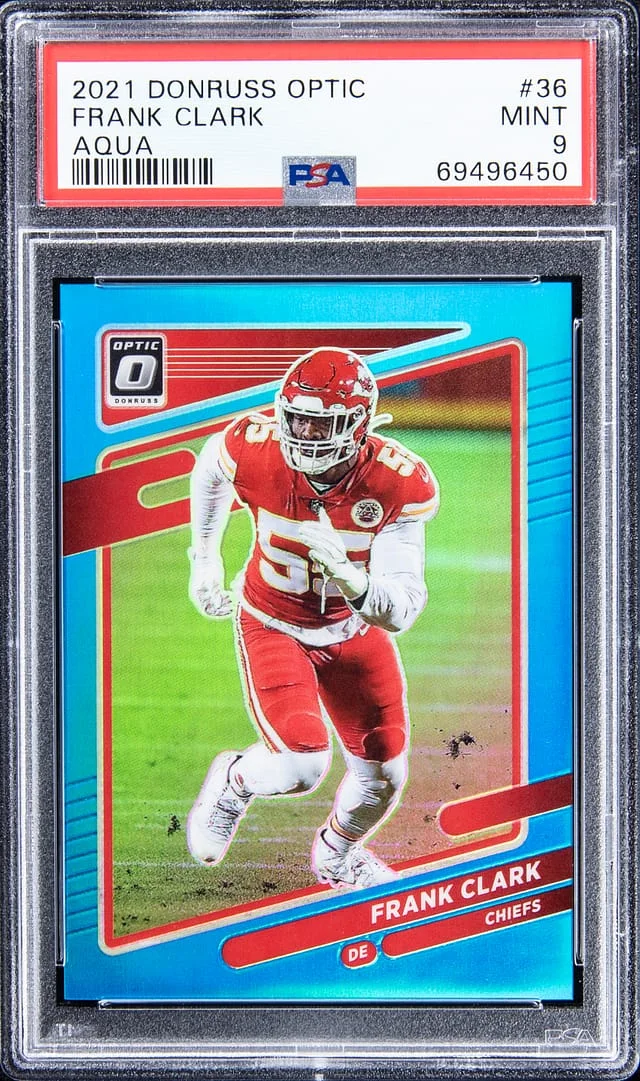 2021 Panini Donruss Optic Frank Clark Aqua #36 card image