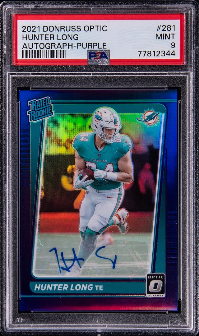 2021 Panini Donruss Optic Hunter Long Autograph Purple #281 card image