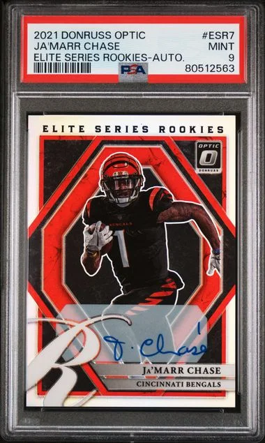 2021 Panini Donruss Optic Ja'Marr Chase Elite Series Rookies Autograph #ESR7 card image