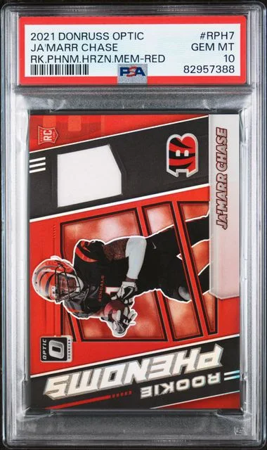 2021 Panini Donruss Optic Ja'Marr Chase Phenoms Horizontal Memorabilia Red #Rph7 card image