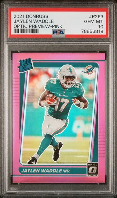 2021 Panini Donruss Optic Jaylen Waddle Preview-Pink #P263 card image
