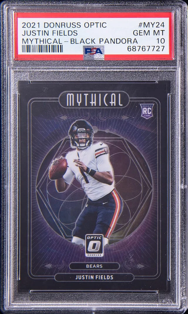 2021 Panini Donruss Optic Justin Fields Mythical Black Pandora #MY24 card image