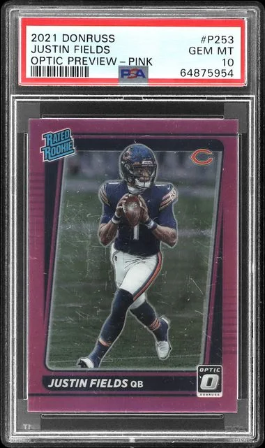 2021 Panini Donruss Optic Justin Fields Preview Rated Holo #P-253 card image