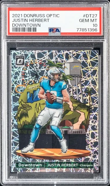2021 Panini Donruss Optic Justin Herbert Downtown #DT27 card image