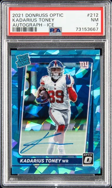 2021 Panini Donruss Optic Kadarius Toney Autograph-Ice Rated #212 card image