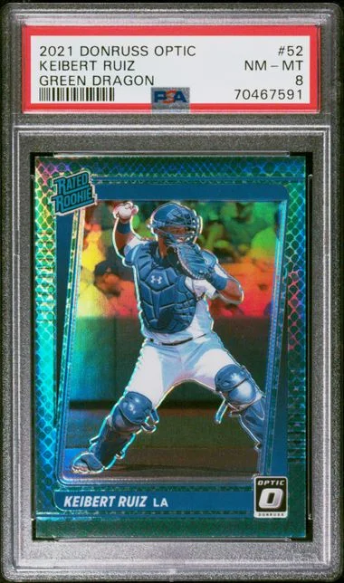 2021 Panini Donruss Optic Keibert Ruiz Green Dragon #52 card image