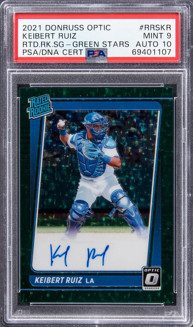 2021 Panini Donruss Optic Keibert Ruiz Rated Signatures Green Stars #RRS-KR card image