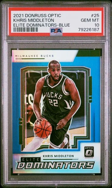 2021 Panini Donruss Optic Khris Middleton Elite Dominators Blue #25 card image