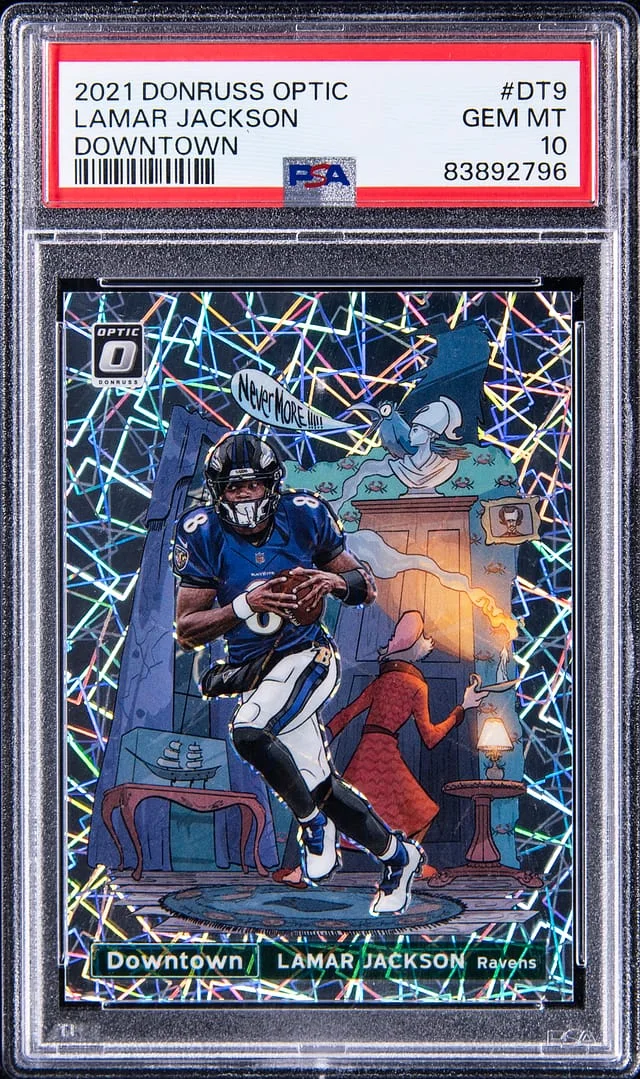 2021 Panini Donruss Optic Lamar Jackson Downtown #DT-9 card image