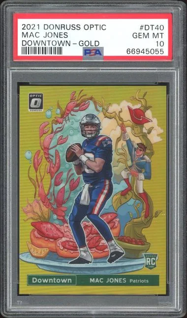 2021 Panini Donruss Optic Mac Jones Downtown Gold #DT-40 card image