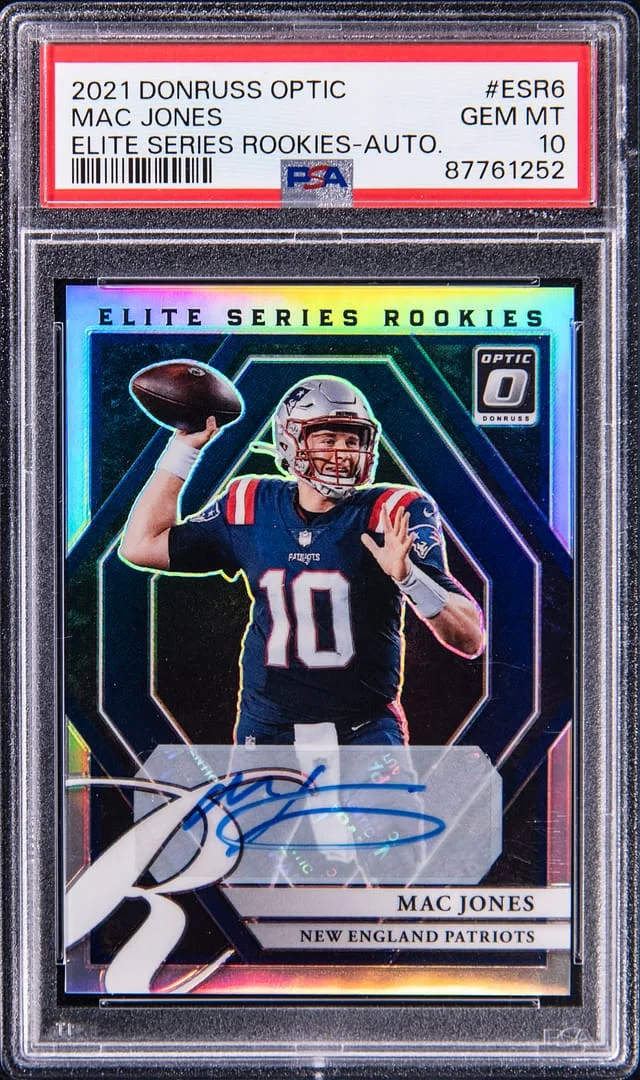 2021 Panini Donruss Optic Mac Jones Elite Series Rookies Ice Prizm #ESR-6 card image