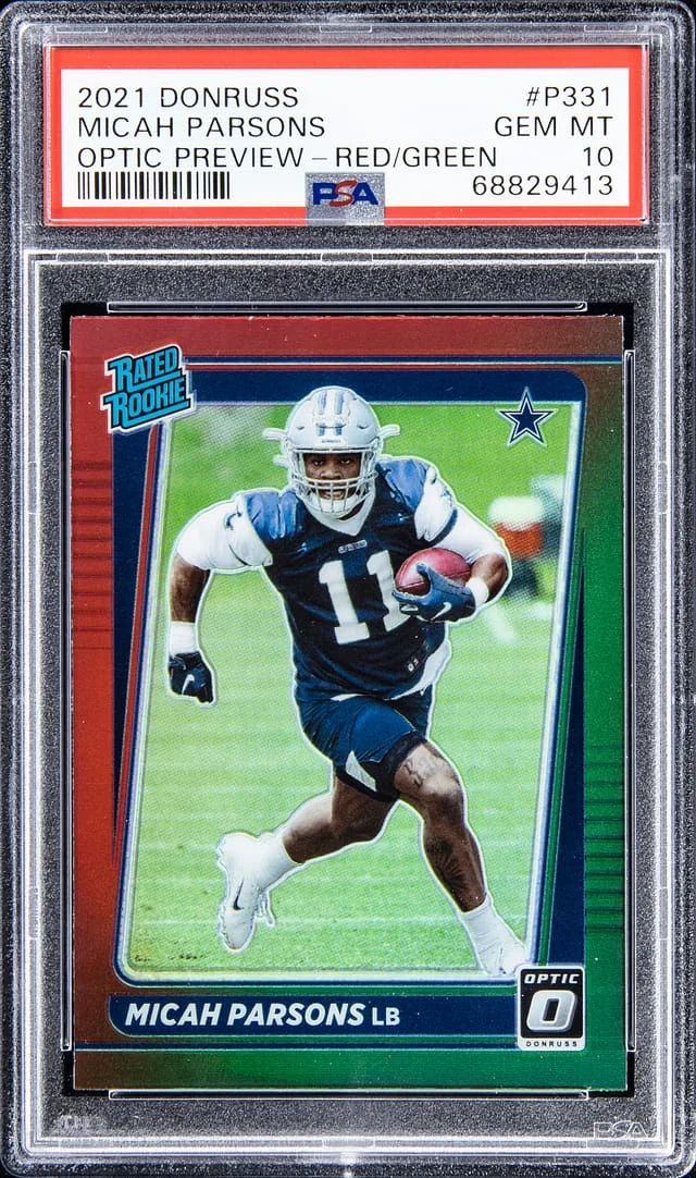 2021 Panini Donruss Optic Micah Parsons Preview Red/Green #P-331 card image