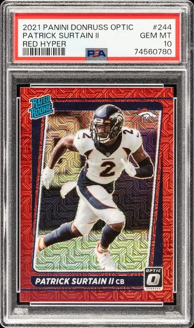 2021 Panini Donruss Optic Patrick Surtain II Rated Red Hyper #244 card image