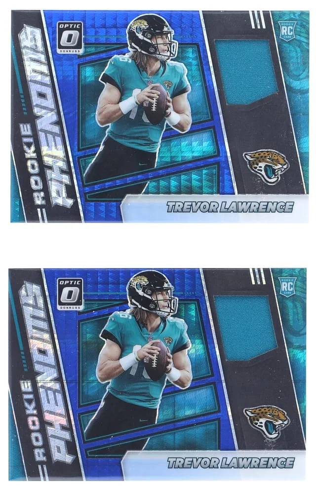 2021 Panini Donruss Optic Relic Collection (2) - Featuring Trevor Lawrence Phenoms Blue Hyper #RPH-1 card image