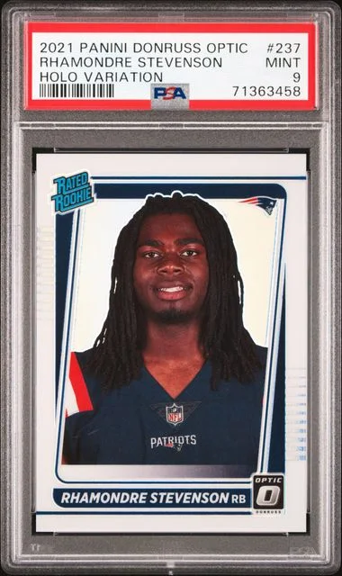 2021 Panini Donruss Optic Rhamondre Stevenson Holo Variation #237 card image