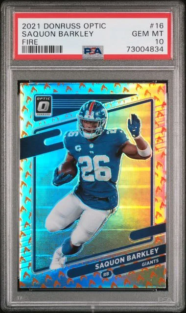 2021 Panini Donruss Optic Saquon Barkley Fire #16 card image