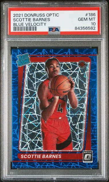 2021 Panini Donruss Optic Scottie Barnes Blue Velocity #186 card image