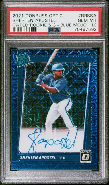 2021 Panini Donruss Optic Sherten Apostel Rated Signatures Blue Mojo #RRSSA card image