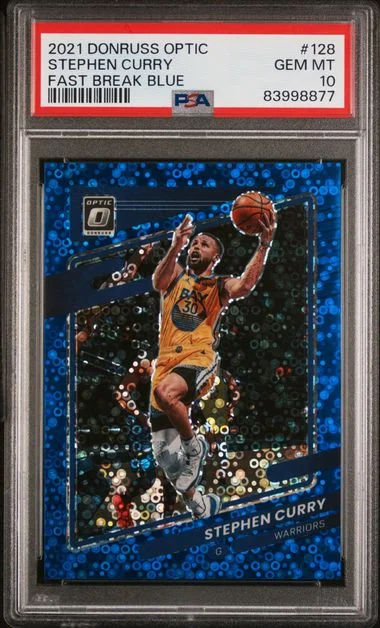 2021 Panini Donruss Optic Stephen Curry Fast Break Blue #128 card image