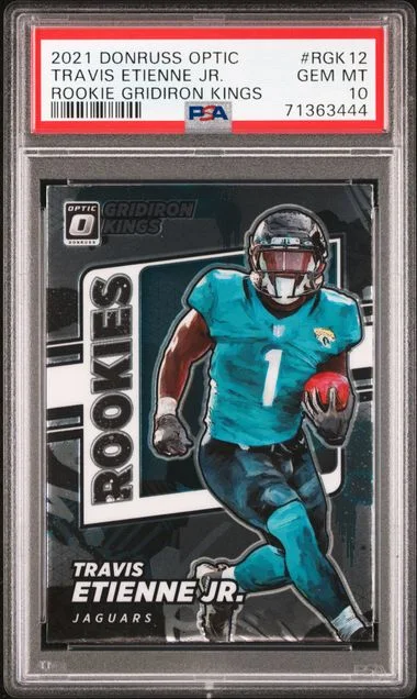 2021 Panini Donruss Optic Travis Etienne Jr. Gridiron Kings #RGK12 card image
