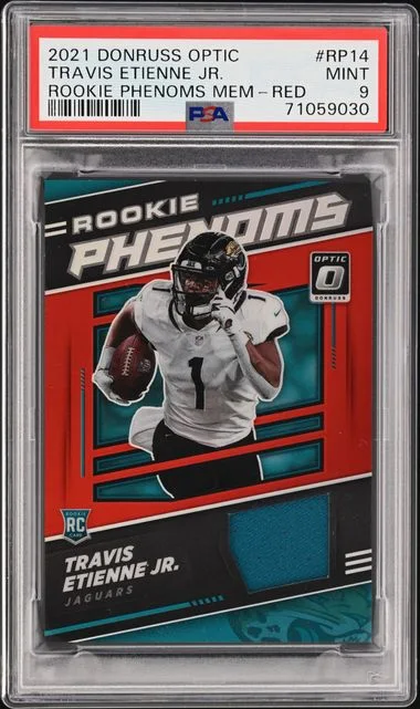 2021 Panini Donruss Optic Travis Etienne Jr. Phenoms Memorabilia Red #Rp14 card image