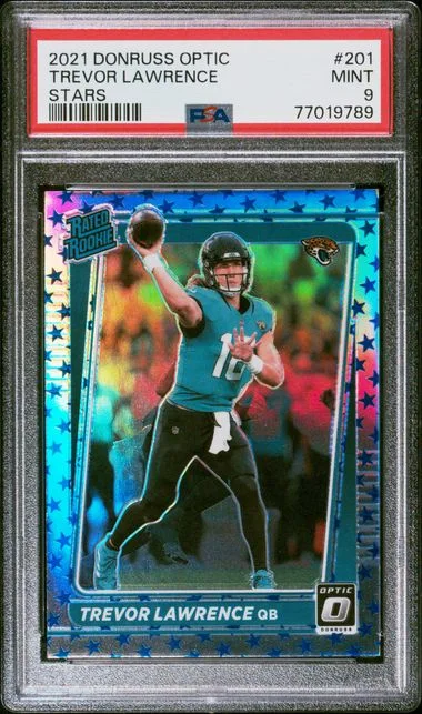 2021 Panini Donruss Optic Trevor Lawrence Blue Hyper #201 card image
