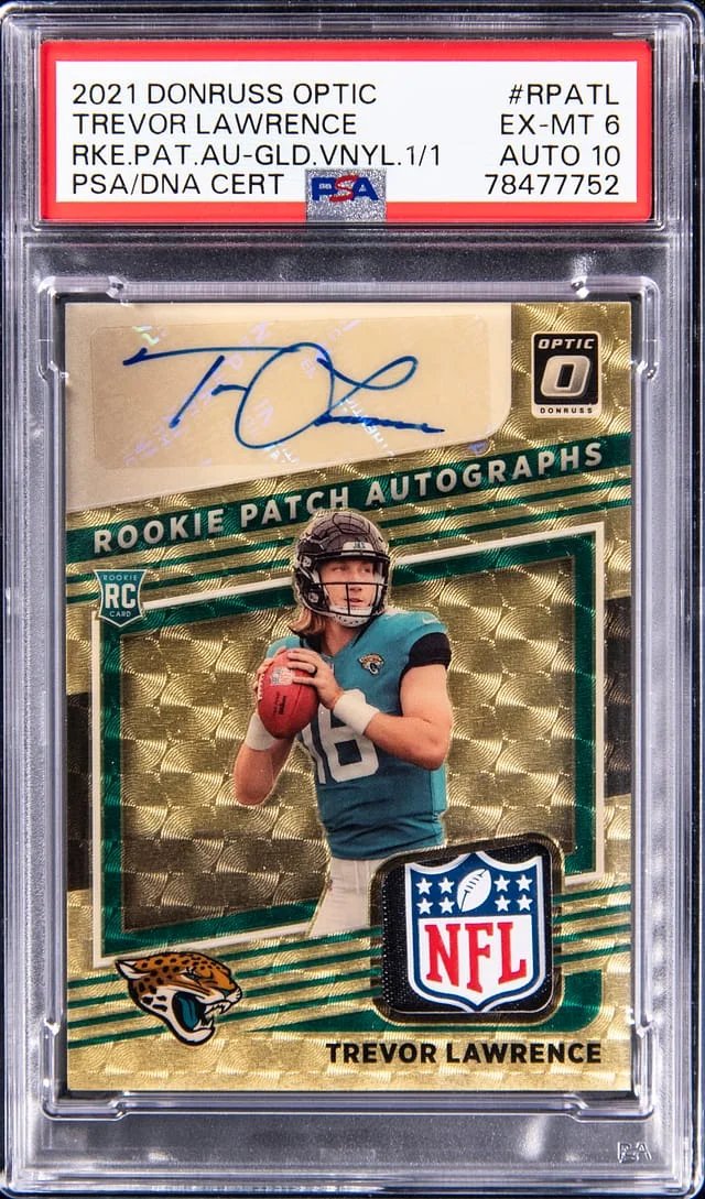 2021 Panini Donruss Optic Trevor Lawrence Patch Autograph (RPA) Gold Vinyl #RPA-TL card image