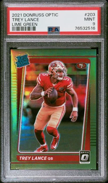 2021 Panini Donruss Optic Trey Lance Lime Green #203 card image