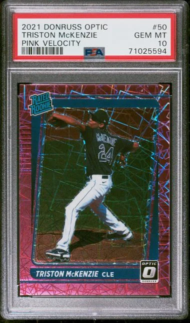 2021 Panini Donruss Optic Triston Mckenzie Pink Velocity #50 card image