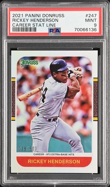 2021 Panini Donruss Rickey Henderson Career Stat Line #247 card image