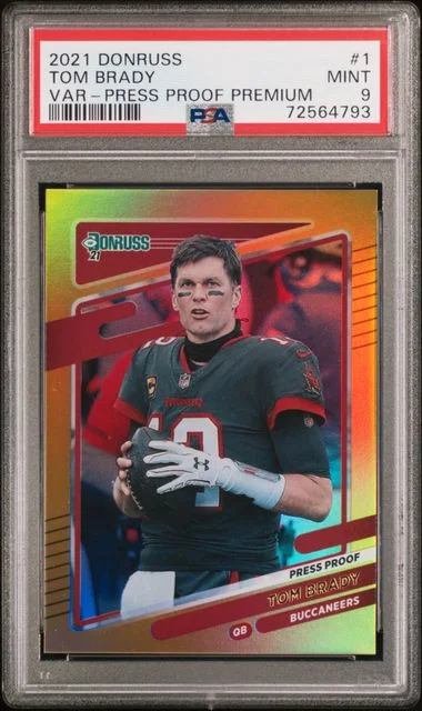 2021 Panini Donruss Tom Brady Variation-Press Proof Premium #1 card image
